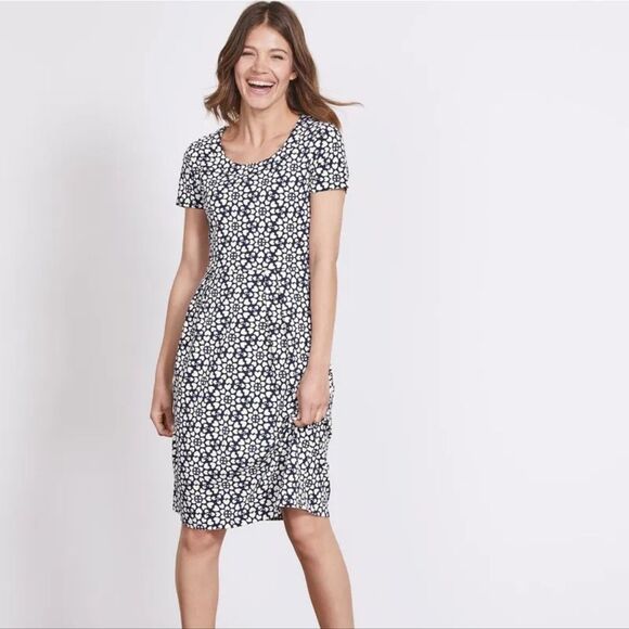 Boden Emmeline Jersey Dress Sz 2. Navy Blue And White - Picture 1 of 5